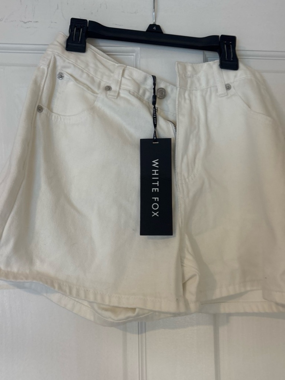 White Fox Boutique Cream High-Rise Jean Shorts